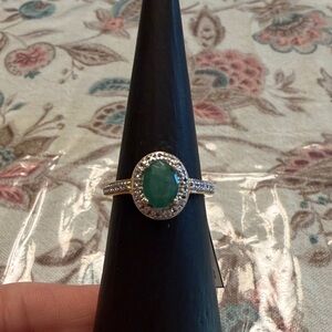 QVC Sterling Silver Emerald halo Gemstone ring!